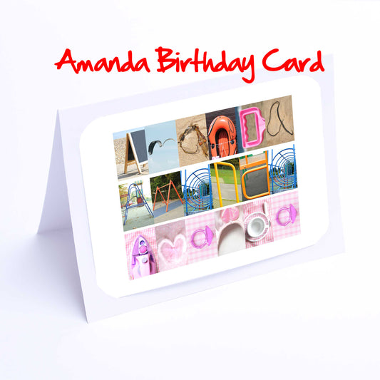 Ame - Anya Girls Personalised Card - Amanda, Amber, Amelia, Amelie, Amie,Amy, Angela,Anja, Anya, Any name - Girls Birthday Cards