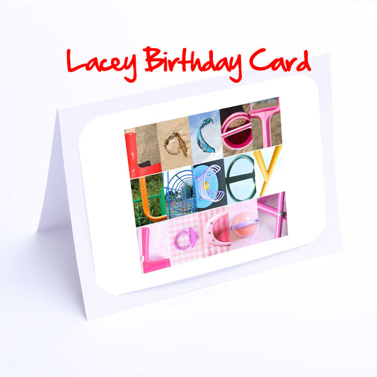 Lacey - Lexi Girls Personalised Card - Lacey, Lara, Laura, Lauren, Layla, Leah, Leila, Leonie, Lexi Any name - Personalised Girls Cards