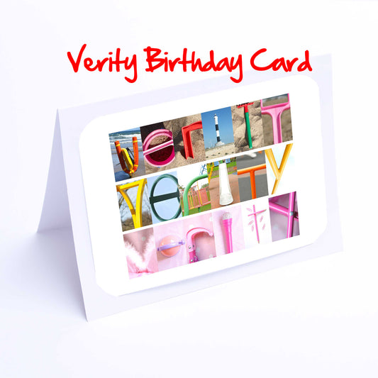 Verity - Zoe Girls Personalised Card - Verity, Vicky, Victoria, Violet, Willow, Xanthe, Yasmin, Zara, Zoe Any name - Girls Birthday Card