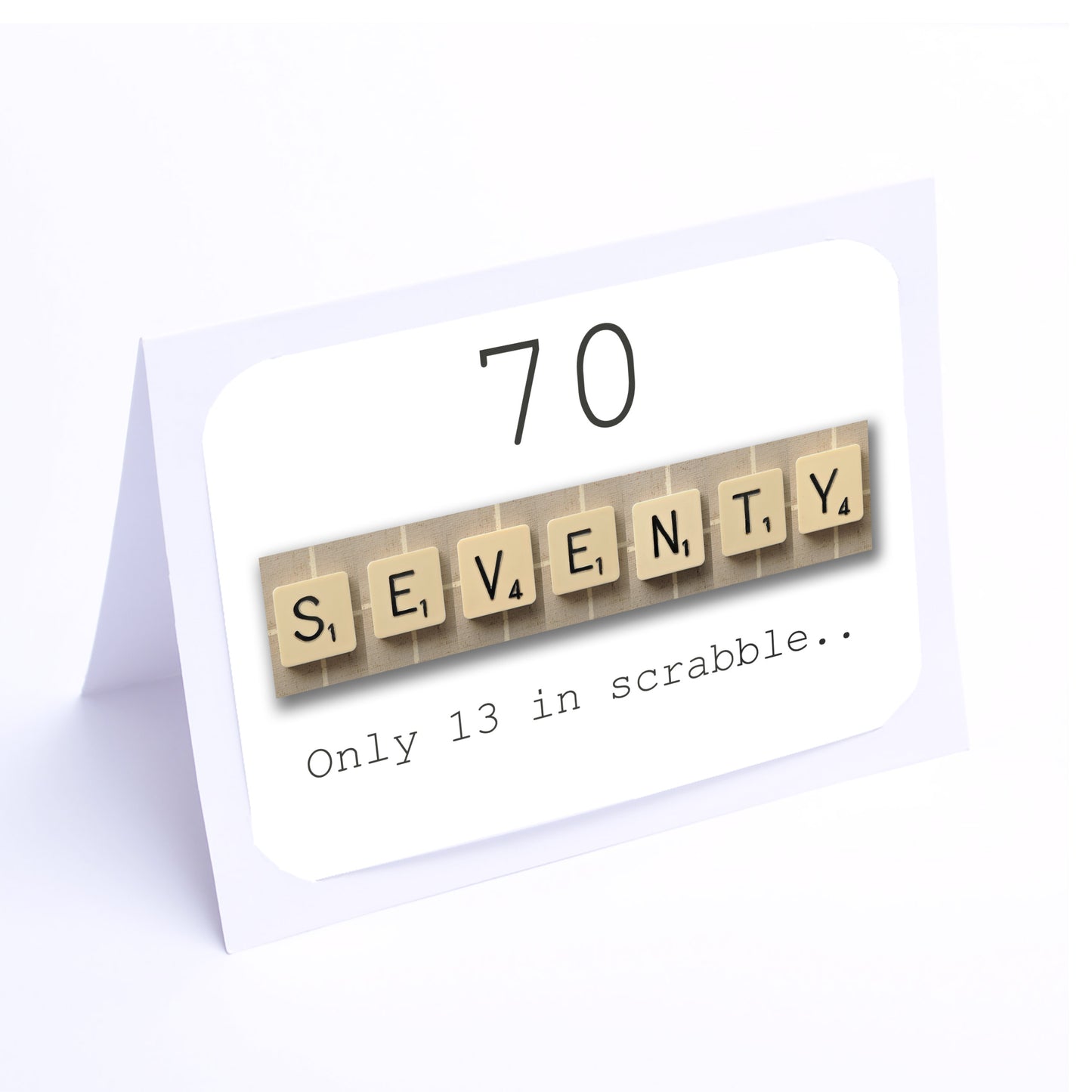 Scrabble Birthday Card Decade  70-60-50-40-90-80-30-20 Any year available