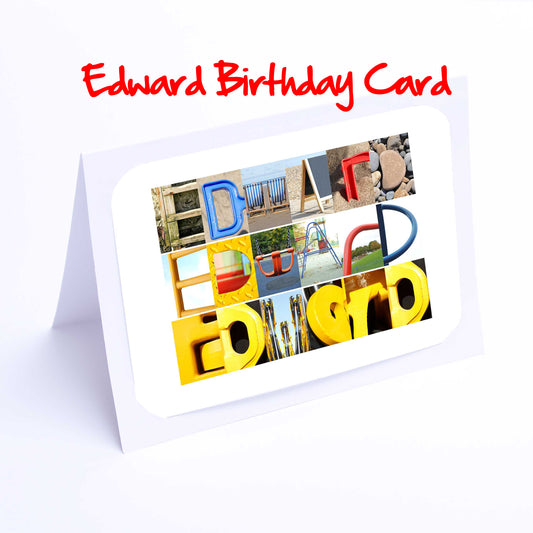 Edw - Ewa Boys Personalised Card - Edward, Elijah, Elliot, Elliott, Ellis, Ethan, Euan, Evan, Ewan  Any name - Personalised Birthday Cards