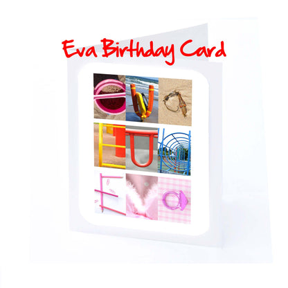 Eva - Flora Girls Personalised Card - Eva, Eve, Evelyn, Evie, Faith, Felicity, Fiona, Flora, Florence, Any name - Personalised Girls Cards