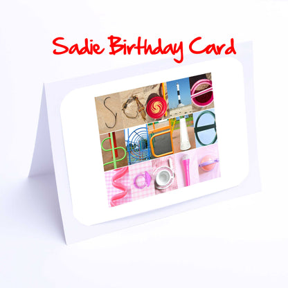 Sadie - Shannon Girls Personalised Card - Sadie, Saffron,Sally, Sara, Sarah, Scarlet, Scarlett, Seren, Shannon Any name - Personalised Cards