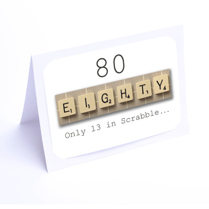 Scrabble Birthday Card Decade  80-89  years Scrabble Cards Any year available